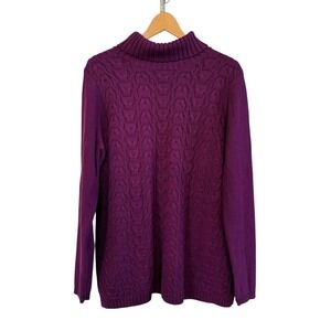 Women's Purple Coldwater Creek Knit Turtleneck Long Sleeve Sweater Size L (14)